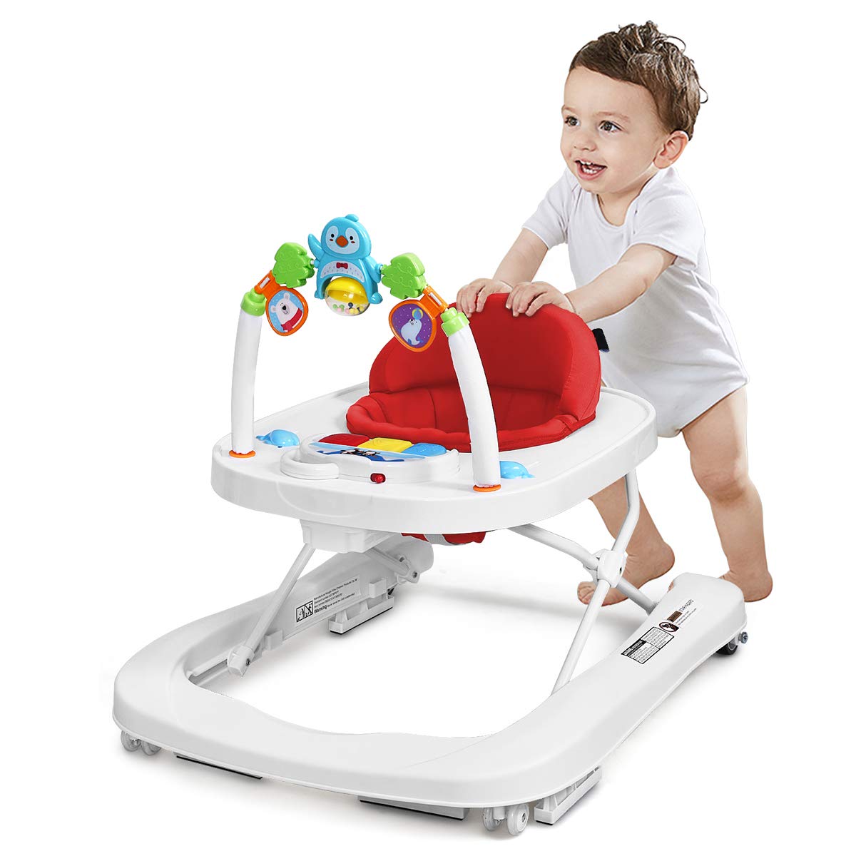 Baby Walker, Foldable Push Learning Walker Toy-Seated & Walk-Behind with Wheels