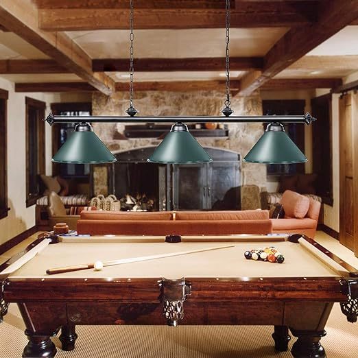 Pool Table Light, 59” Hanging Billiard Lights, Adjustable Kitchen Island Lighting Fixture for Billiard Bar Table, Green