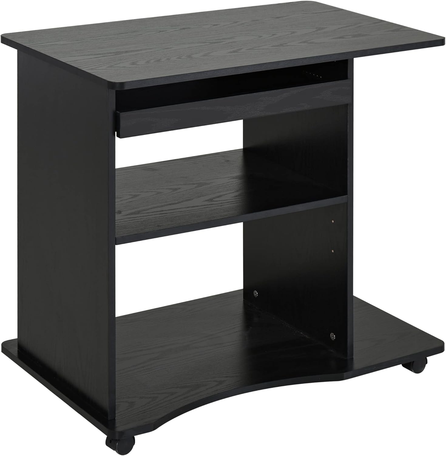 Mobile Small Office Workstation with Slide-Out Keyboard Tray, Adjustable Shelf, & CPU Stand