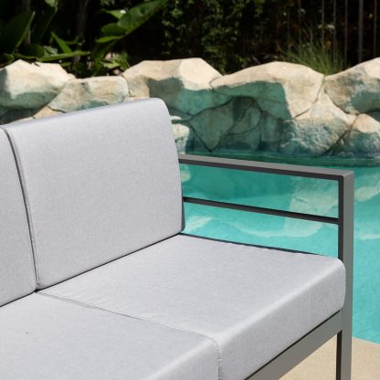 2-Seater Outdoor Loveseat Aluminum Patio Furniture Sofa, All-Weather Outdoor Couch with Cushion, Grey