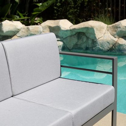 3-Seat Aluminum Patio Furniture Sofa, All-Weather Modern Outdoor 3-Seat Couch with Removable, Cushions (Gray)