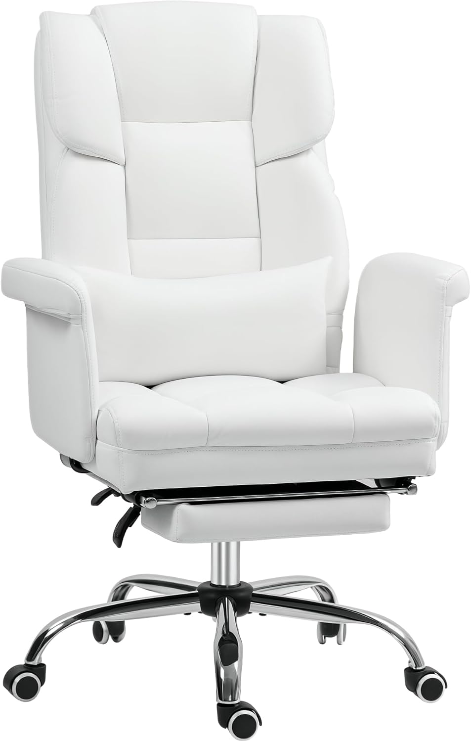 Executive Office Chair with Footrest and Lumbar Support, PU Leather Ergonomic Office Desk Chair, Reclining and Swivel Chair