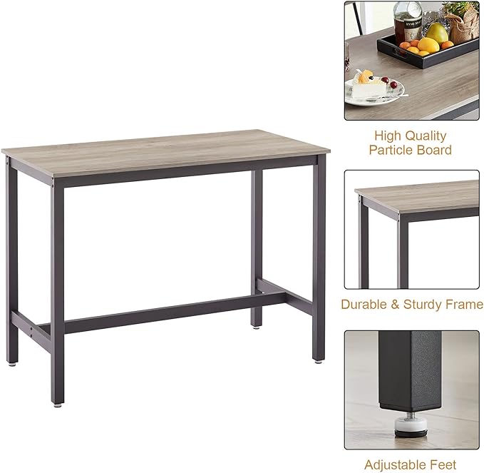 Bar Table and Chairs Set for 4, 5-Piece Rectangle Pub Bistro Table