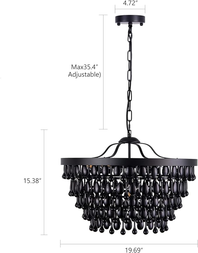 Black Crystal Chandelier Farmhouse Crystal Light Fixture Hanging Modern Ceiling Light for Dining Room Chandeliers Gothic Decor Lighting