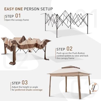 11x11 Pop-Up Instant Gazebo Tent with Mosquito Netting Outdoor Canopy Shelter with 121 Square Feet of Shade by COOS BAY (Beige)