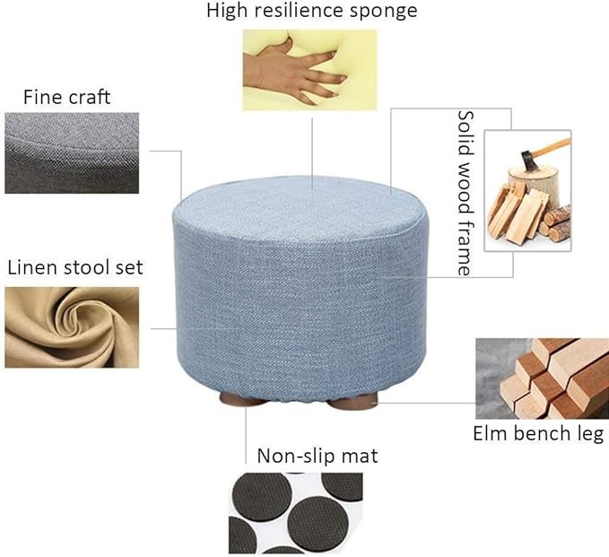 Footstools Solid Wood Frame Round Coffee Table Stool