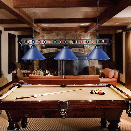 59'' Hanging Pool Table Light Fixture for Game Room Beer Party, Ball Design Metal Billiards Light
