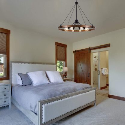 Farmhouse Chandelier Diam 38'', Large Wagon Wheel Chandelier Wild West for Dining Room