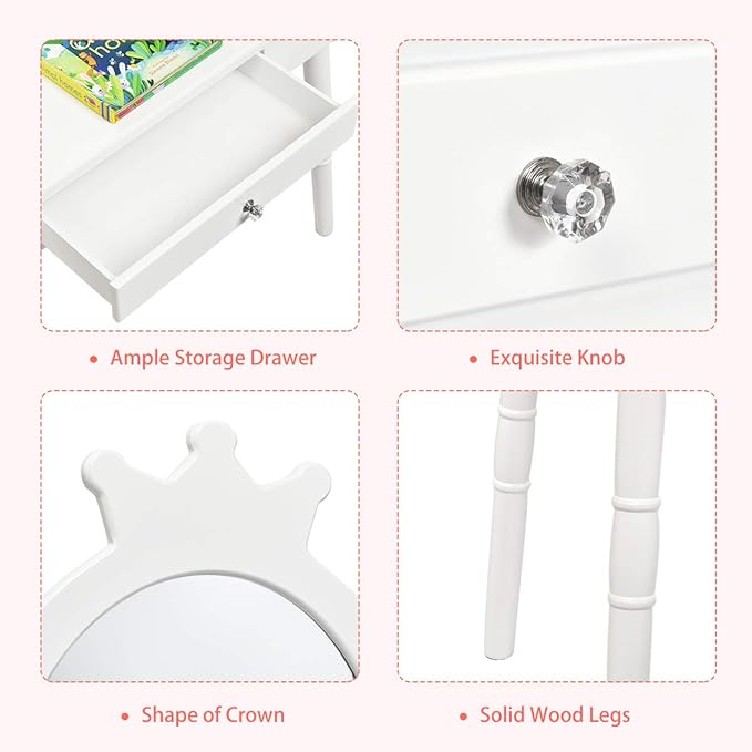 Crown Shape Princess Makeup Dressing Table and Chair Set