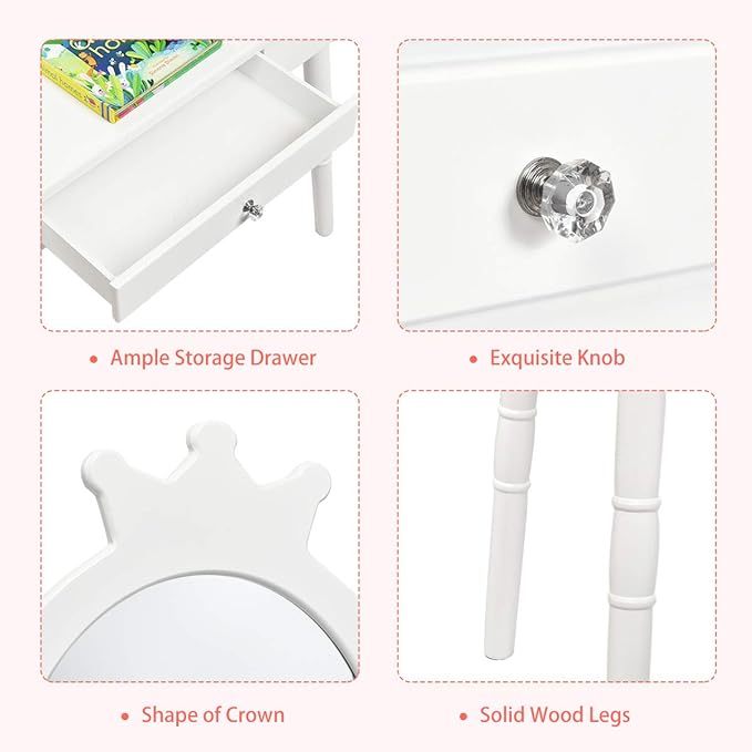 Crown Shape Princess Makeup Dressing Table and Chair Set