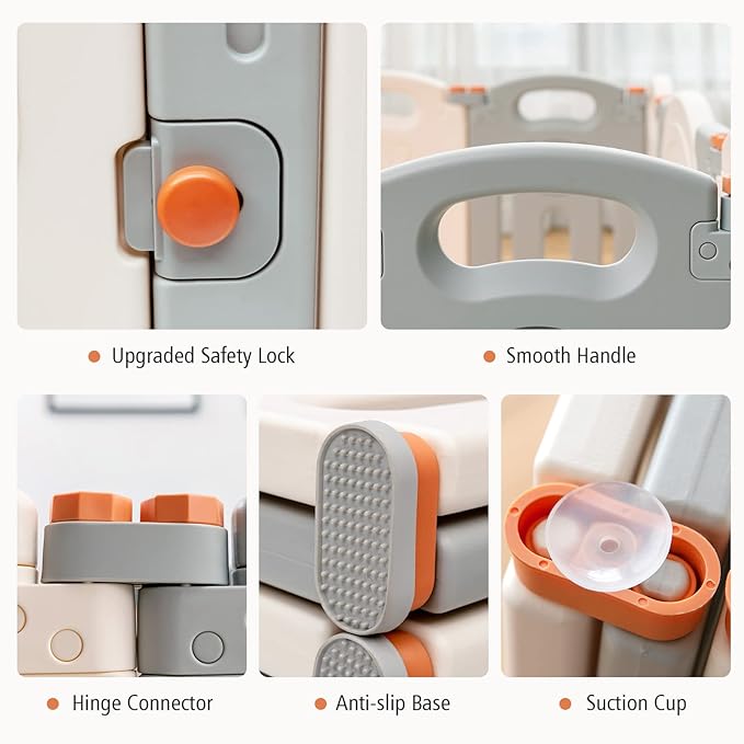 14 Panel Baby Fence Play Area w/Game Board & Lockable Door