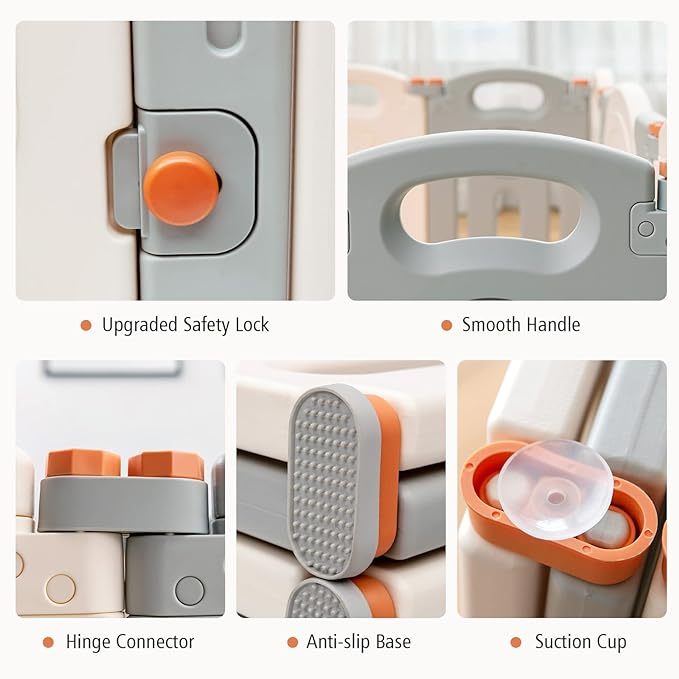 14 Panel Baby Fence Play Area w/Game Board & Lockable Door