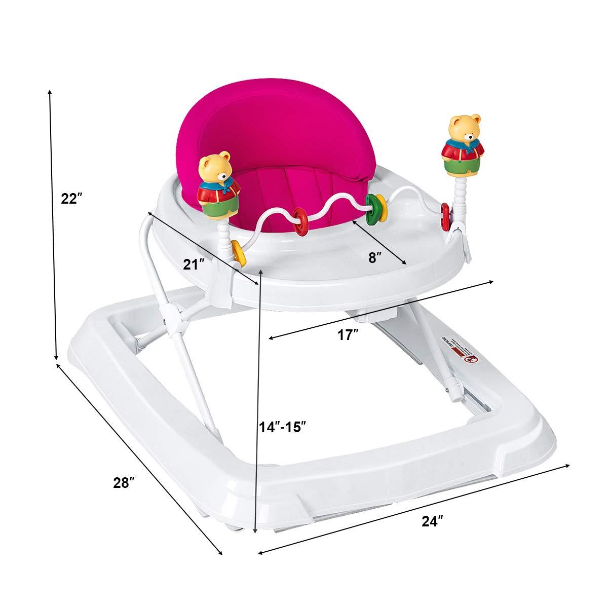 Baby Walker, Foldable Push Learning Walker Toy-Seated & Walk-Behind with Wheels
