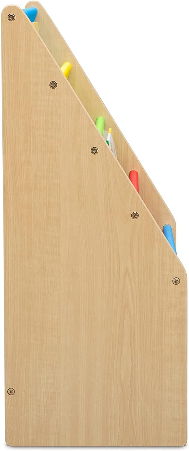 Sling Book Rack Bookshelf, 4-Tier Wooden Shelf with Soft Fabric Pockets