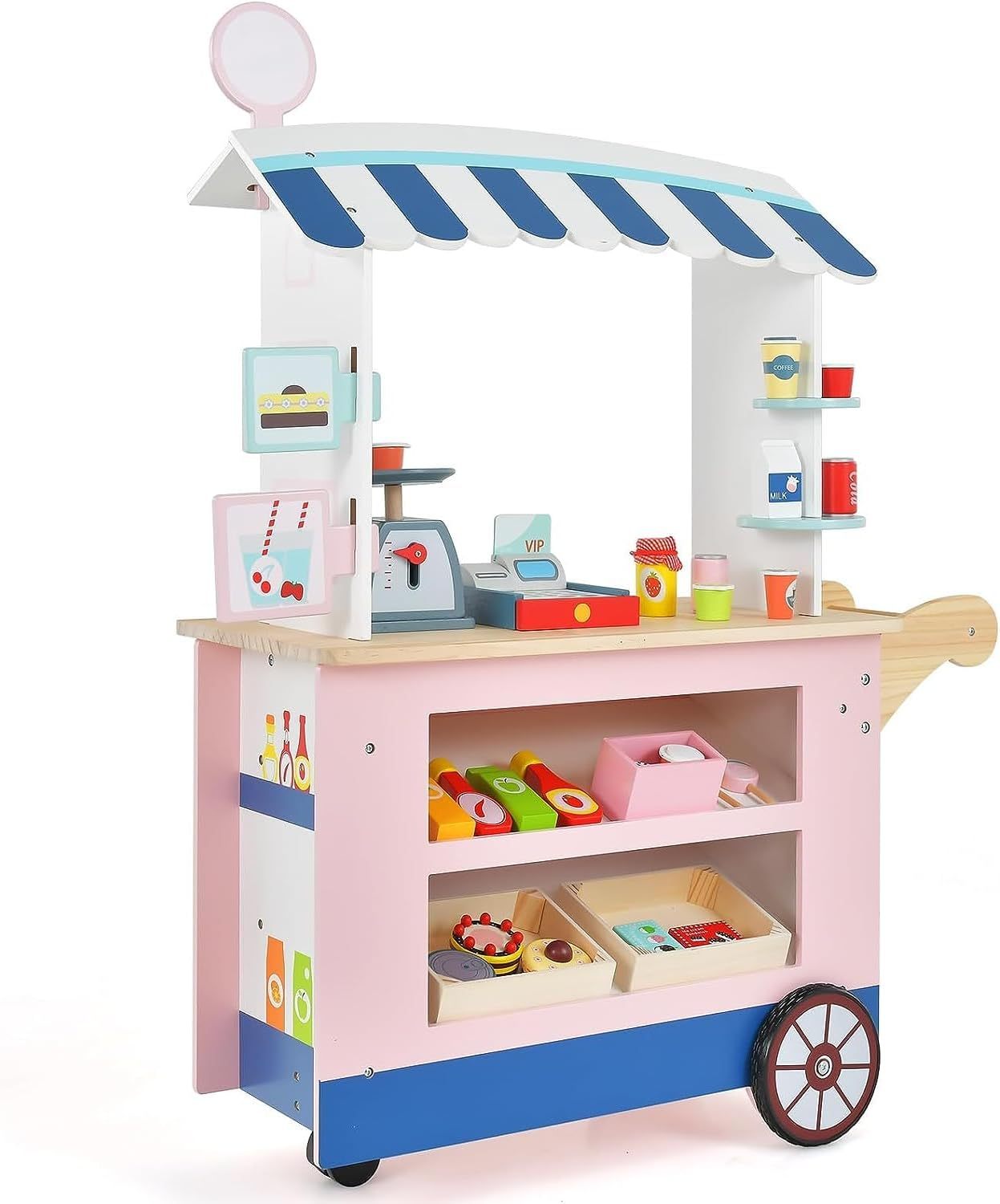 30-Piece Toddler Pretend Play Grocery Store Playset w/Cash Register & Scale