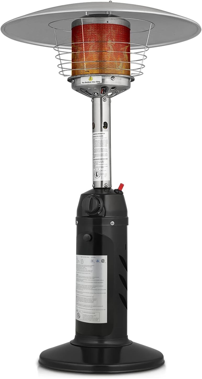 Portable Patio Heater Standing Patio Floor Air Heater 11000 BTU Floor Standing Heater with Ignition System for Outside Garden Porch Party Deck,Black