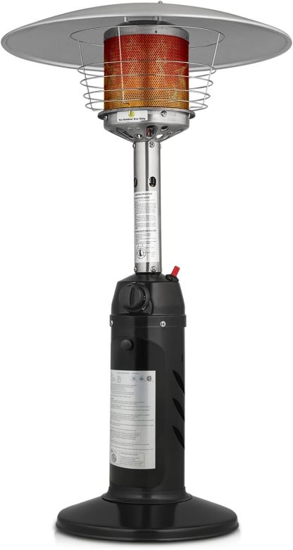 Portable Patio Heater Standing Patio Floor Air Heater 11000 BTU Floor Standing Heater with Ignition System for Outside Garden Porch Party Deck,Black