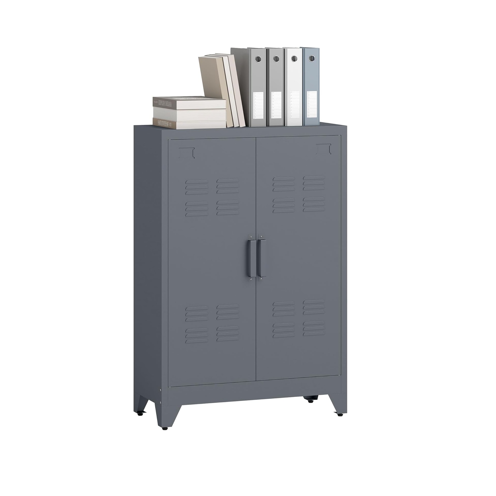 Industrial Storage Cabinet, Steel Garage Cabinet with Double Doors and Adjustable Shelves