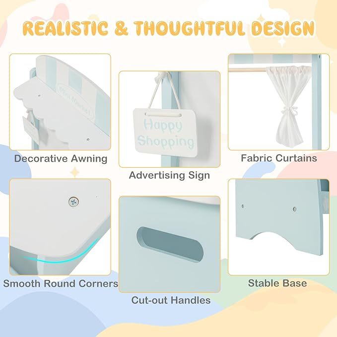 Pretend Play Wooden Toddler Fruit Stand w/36 Cutting Food Vegetable Accessories