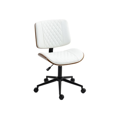 PU Leather Mid Back Small Desk Chair with Adjustable Height, 360 Degree Swivel