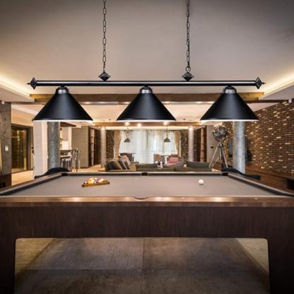 3 Light Pool Table Light, Vintage Retro Kitchen Island Pendant Light with Matte Black Shade, Modern Industrial Chandelier
