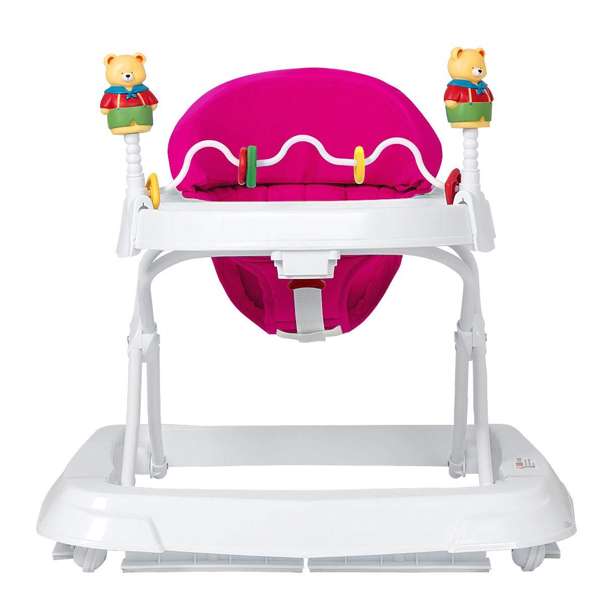 Baby Walker, Foldable Push Learning Walker Toy-Seated & Walk-Behind with Wheels