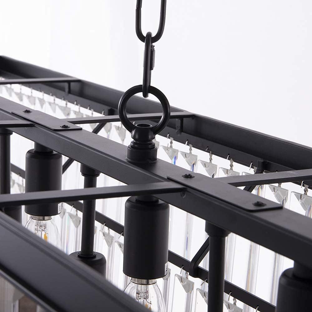 Black Crystal Chandelier, 9-Light Modern Farmhouse Chandeliers Dining Room Lighting Fixture