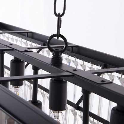 Black Crystal Chandelier, 9-Light Modern Farmhouse Chandeliers Dining Room Lighting Fixture