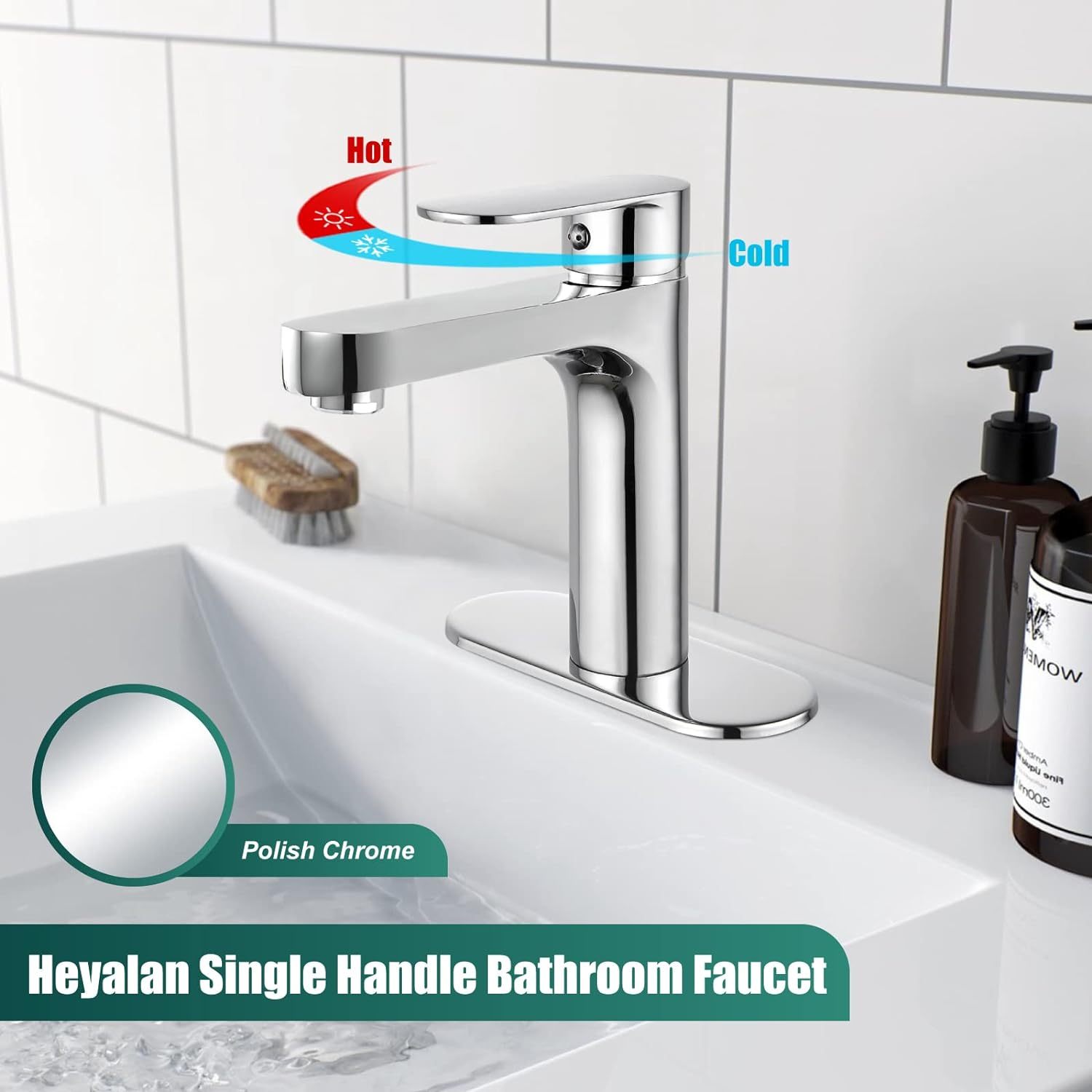 Bathroom Sink Faucet Polished Chrome Single Handle Brass 1 Hole Basin Mixer Tap Deck Mount Vessel Sink Faucets Lavatory Vanity Bathroom Faucets Deck Plate Pop Up Drain Included