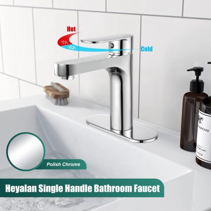 Bathroom Sink Faucet Polished Chrome Single Handle Brass 1 Hole Basin Mixer Tap Deck Mount Vessel Sink Faucets Lavatory Vanity Bathroom Faucets Deck Plate Pop Up Drain Included