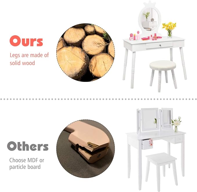 Crown Shape Princess Makeup Dressing Table and Chair Set