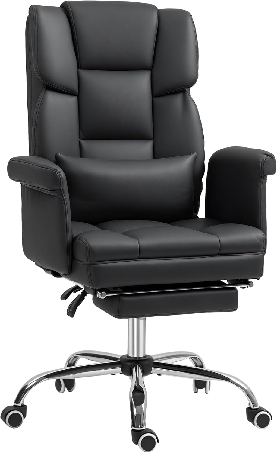 Executive Office Chair with Footrest and Lumbar Support, PU Leather Ergonomic Office Desk Chair, Reclining and Swivel Chair