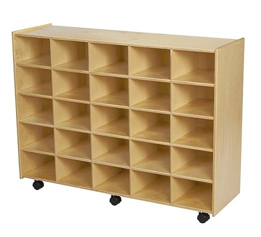 Mobile Cubby Unit with Locking Casters, 47-3/4 x 14-1/4 x 36 Inches