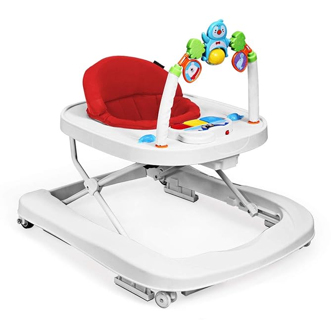 Baby Walker, Foldable Push Learning Walker Toy-Seated & Walk-Behind with Wheels