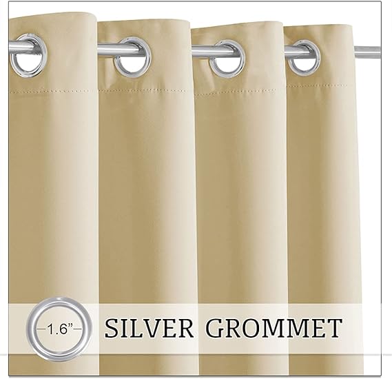 Patio Curtains Outdoor - Waterproof Heat UV Shade Privacy Blackout Curtains for Porch Gazebo Canopy Pergola Garage Sun Room Decor, 84 Width x 84 inch Length, 1 Panel, Biscotti Beige