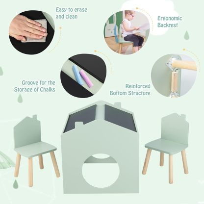 Kids Table and Chair Set, 3 Pieces Wooden Table Set for Toddler