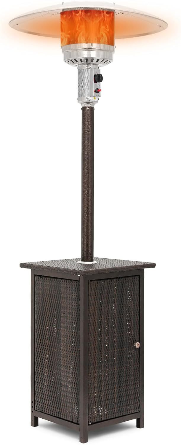 48000 BTU Propane Patio Heater with Stainless Steel Burner Outdoor Patio Heater for Commercial Use, Residential, Garden, Backyard, Porch, Deck, Balcony (Brown)