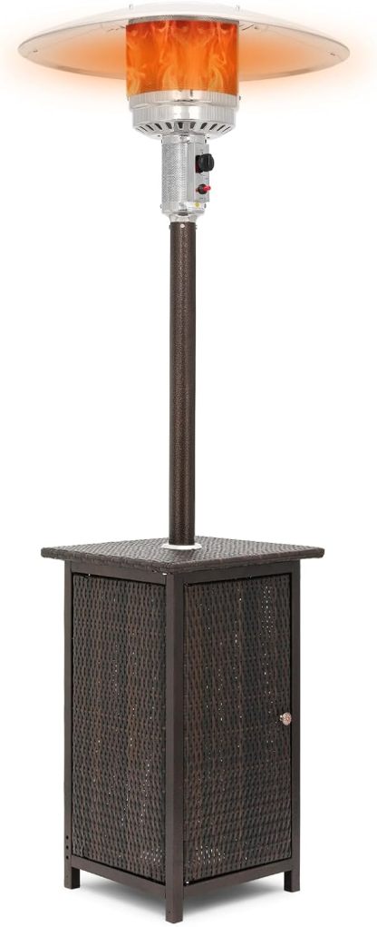 48000 BTU Propane Patio Heater with Stainless Steel Burner Outdoor Patio Heater for Commercial Use, Residential, Garden, Backyard, Porch, Deck, Balcony (Brown)