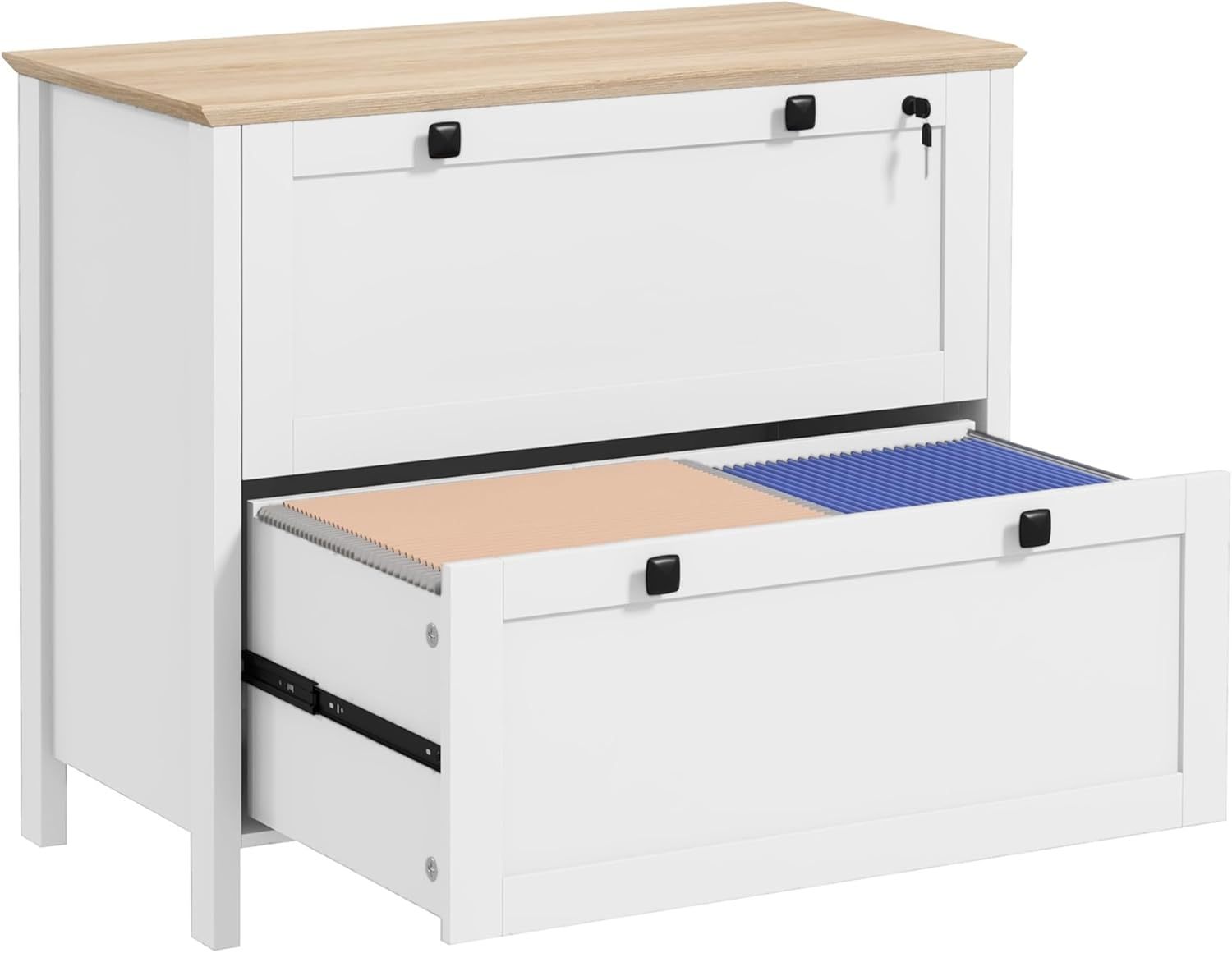 2 Drawer File Cabinet with Lock, Lateral Filing Cabinet with Keys