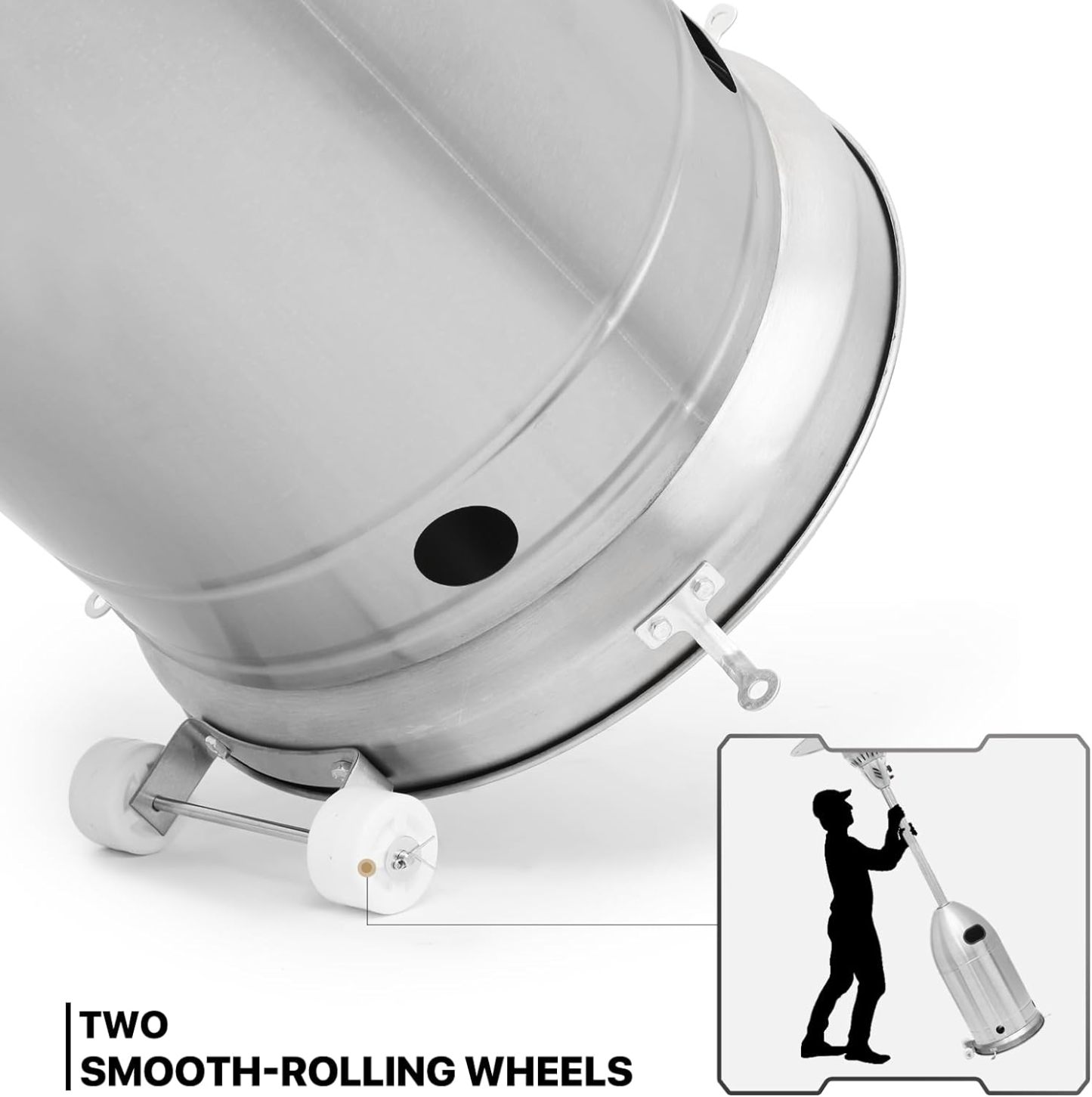 41000 BTU Propane Patio Heater with Wheels and Stainless Steel Burner Outdoor Patio Heater for Commercial Use, Residential, Garden, Backyard, Porch, Deck, Balcony (Silver)