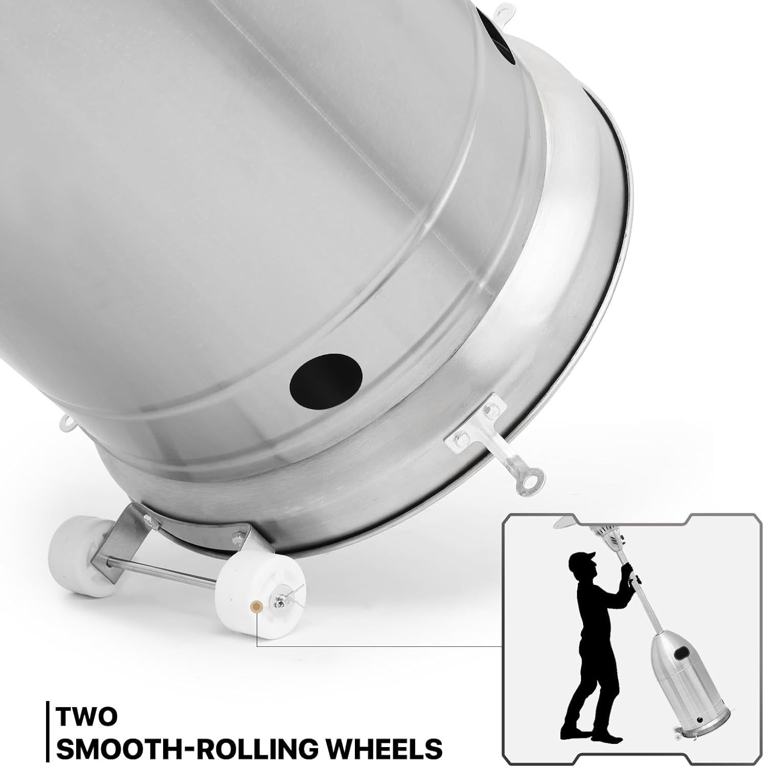 41000 BTU Propane Patio Heater with Wheels and Stainless Steel Burner Outdoor Patio Heater for Commercial Use, Residential, Garden, Backyard, Porch, Deck, Balcony (Silver)