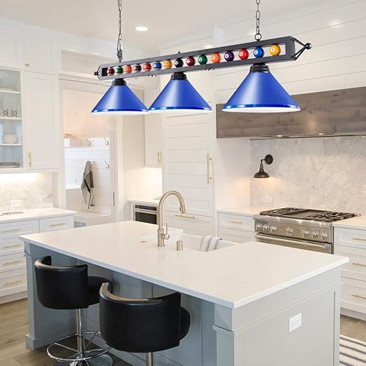 59'' Hanging Pool Table Light Fixture for Game Room Beer Party, Ball Design Metal Billiards Light