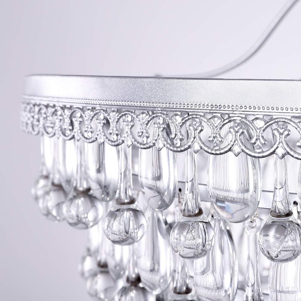 20 Inch Crystal Chandeliers, 6 Lights 5 Tiers Crystal Light, Adjustable Ceiling Pendant Lights, Modern Hanging Chandelier Lighting Fixture for Dining Room, Bedroom, Hallway, Bar, Kitchen, Bath