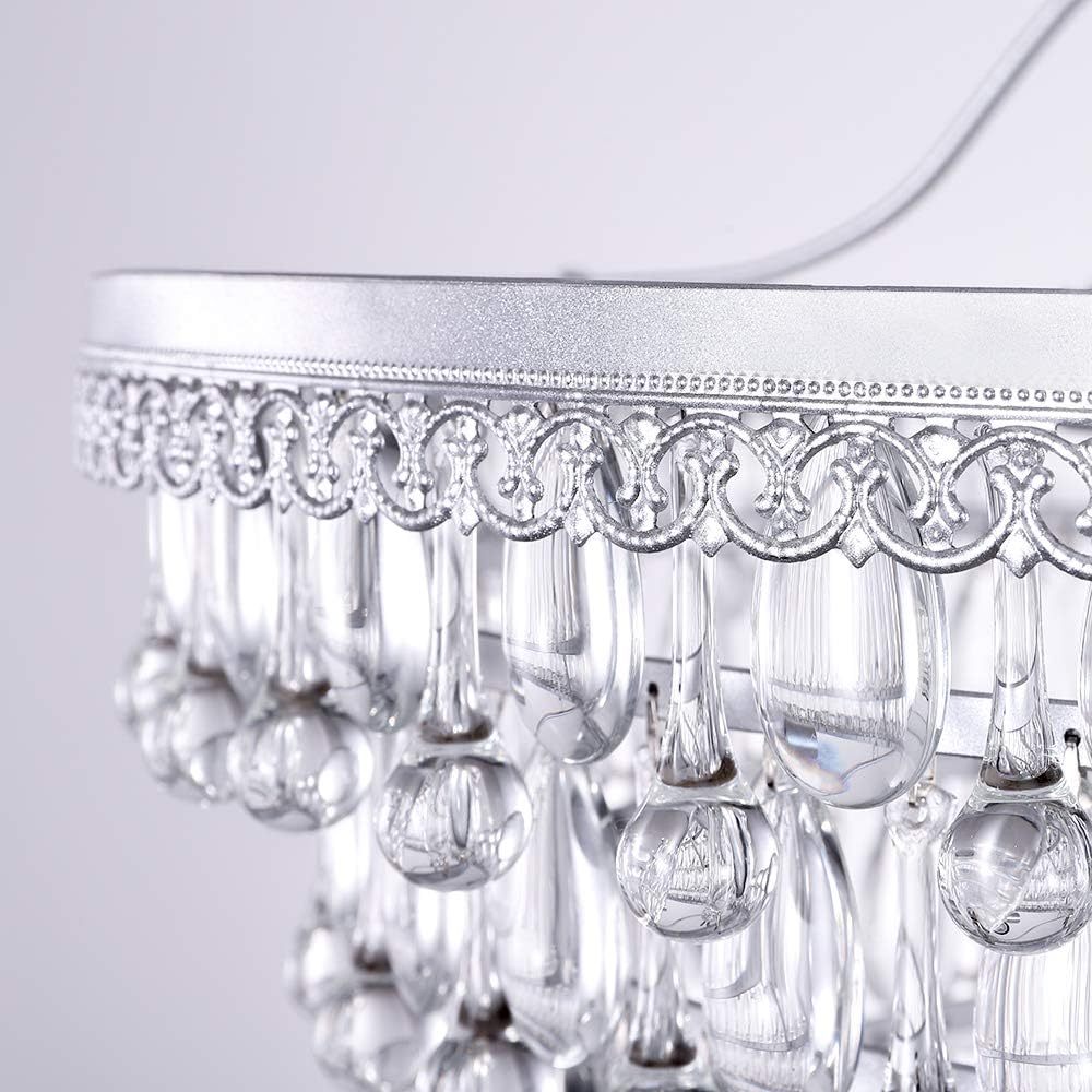 20 Inch Crystal Chandeliers, 6 Lights 5 Tiers Crystal Light, Adjustable Ceiling Pendant Lights, Modern Hanging Chandelier Lighting Fixture for Dining Room, Bedroom, Hallway, Bar, Kitchen, Bath