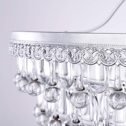 20 Inch Crystal Chandeliers, 6 Lights 5 Tiers Crystal Light, Adjustable Ceiling Pendant Lights, Modern Hanging Chandelier Lighting Fixture for Dining Room, Bedroom, Hallway, Bar, Kitchen, Bath