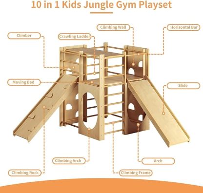 Indoor Jungle Gym, 10 in-1 Climbing Toys for Toddlers 1-3