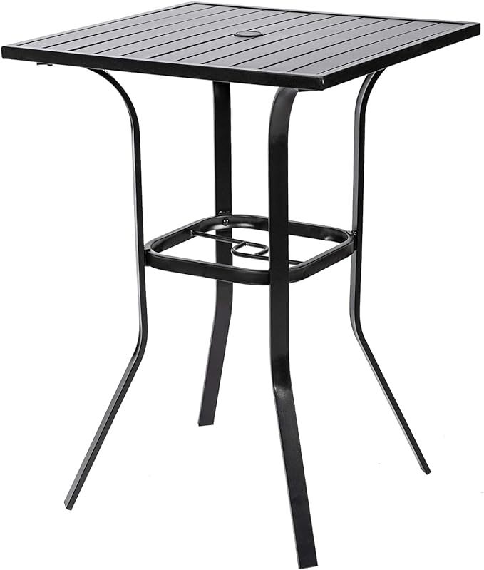 Outdoor Bar Height Bistro Table with Umbrella Hole