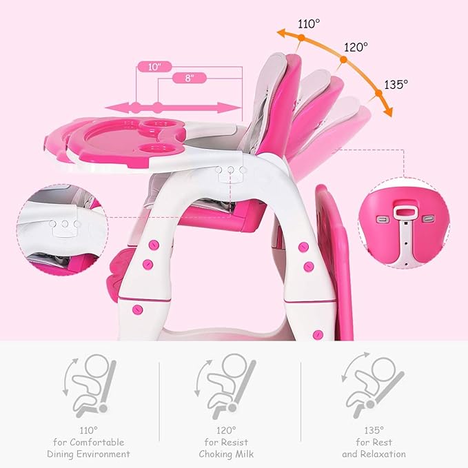 5 in 1 High Chair, Convertible Highchair for Babies and Toddlers/Table Chair Set