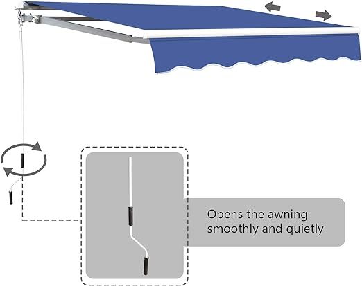 9.8'x8.2' Patio Awning Retractable Awning Cover Sunshade Shelter Outdoor Canopy with Crank Handle and Water-Resistant Polyester for Courtyard, Balcony, Shop, Restaurant, Cafe, Deck