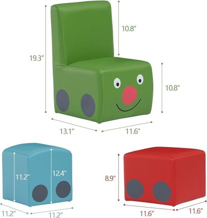 5 Pieces Sectional Children Couch, Colourful Daycare Furniture